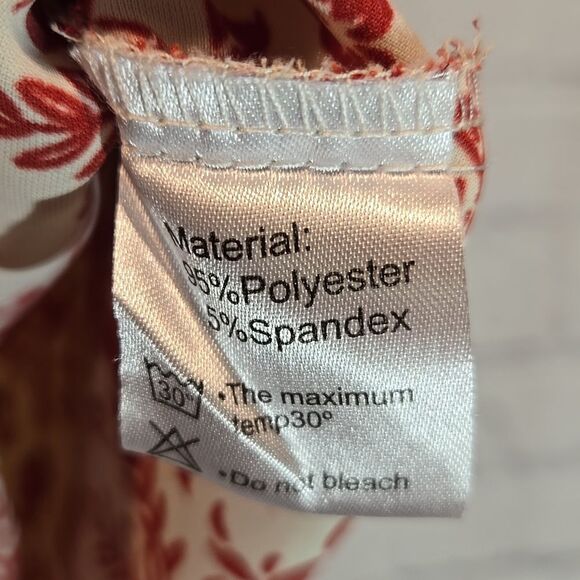 Anyally Cream And Red V Neck Top Size M - Picture 5 of 8